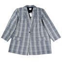 Nine West Plus NWT Size 4X Blue Multi Plaid Single Button Longline Blazer Photo 0