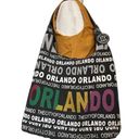 Robin Ruth  ORLANDO Hobo Large Shoulder Bag Black Canvas Texture Lettering Tag Photo 1