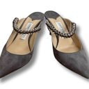 Jimmy Choo  Grey Suede Bing Crystal Embellished Mules Size 37 Photo 2