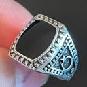 Black obsidian stone S925 stamped silver ring size 9 Photo 7