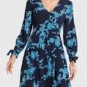 Draper James  Long Sleeve Dress Geranium Floral in Nassau Navy Tie Wrist - 6 Photo 0