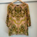 Hale Bob  Silk Kimono Calla Top in Peach Pink Velvet Burnout Casual Blouse XS Photo 0