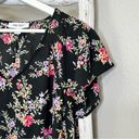 Nine West  Floral Flutter Sleeves Blouse Top * Black * Large Photo 2