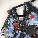 Alice + Olivia  Size 10 Nichola Black Blue Red Cold Shoulder Ruffled Floral Dress Photo 10