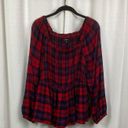 Torrid  Red Plaid Brushed Rayon Acrylic Smocked Babydoll Top Sz.2 NWT Photo 5