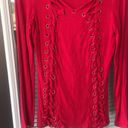 Venus  Red Lace up Fitted Top-Small Photo 2