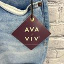 Ava & Viv  Shorts Mid Rise Midi Blue Denim 5 Pockets Button Fly Stretch 24W Photo 4