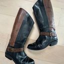 Bandolino Vintage 80s Leather Riding Boots Size 7 Low Heel Black/Brown Soft Girl Aesthetic Photo 0