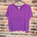 White Stag  Violet Purple Shirred Short Sleeve V-Neck top Women's Size Large Photo 0