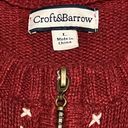 Croft & Barrow  Womens Cardigan Sweater Large Red Full Zip Snowman Ugly Christmas Photo 9