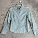 Bernardo  Baby Blue Suede Leather Button Down Jacket, Size 6 Petite Photo 0