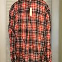 Max Studio Women’s Size Large Red Tartan Plaid Button Down Shirt • Shirred Cuffs Photo 4