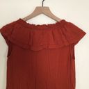 ZARA  RUFFLE MIDI V-NECK SLEEVELESS TERRA COTTA ORANGE SMOCKED TIERED FLOWY DRESS Photo 6