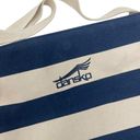 Dansko Cream & Navy Blue Striped Canvas Crossbody Bag Purse Snap Button Nautical Photo 1