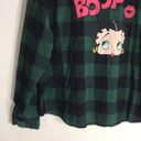 Betty Boop  green flannel button down long sleeve shirt size XL Photo 8