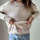 Northern Reflections  Cream Floral Embroidered Knit Sweater Size XL Photo 6