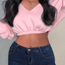 Pretty Little Thing  Pastel Light Pink Off The Shoulder Crop Sweatshirt Sz Large Photo 7