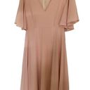 Boohoo  Light Pink Flutter Sleeve V Neck Midi Dress Size 6 Photo 11