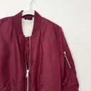 Topshop [] Burgundy Red Faux Fur Lined Oversized Bomber Flight Jacket Size 8 Tall Photo 2