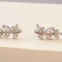 925 Silver Plated CZ Cubic Zirconia Leaf Stud Earrings for Women Photo 1