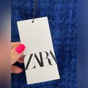 ZARA NWT  Textured Pinafore Pearl Accent Tweed Dress in Rich Blue - L Photo 10