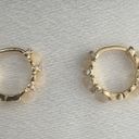 14mm Cat's Eye Stone Small Gold Hoop Earrings for Women Photo 1