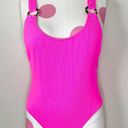 Topshop  Hot Barbie Pink Ribbed Swimsuit Photo 0