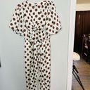 DELFI COLLECTIVE Ivory White Brown Polka Dot Puff Sleeves High Low Dress Size L Size L Photo 4