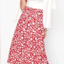 Talbots  Pleated Floral Red & White MIDI Skirt Photo 1