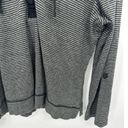 LRL Black Gray Striped Pullover Henley Hoodie Shirt Roll Tab Women XL Cotton Photo 2