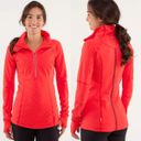 Lululemon run toasty tech half zip pullover jacket love red size 8 Photo 1