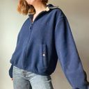 Polo Vintage  By Ralph Lauren Navy Blue Fleece Tan Trim Zip Up Jacket Photo 2