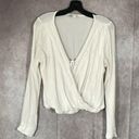 Hollister  California Long Sleeve White Tie Front Blouse | Size Large Photo 0