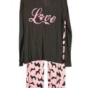 Cozy Zoe Love Dogs Pajamas Set Pink MEDIUM Knit Wide Leg Soft Long Sleeve NEW Gray Photo 2