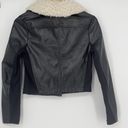 Juicy Couture  Jacket Faux Leather Bomber Motorcycle Fur Collar Coat Black Sz XS Photo 3