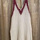 Free People  Ivory Raspberry Cotton Blend Hold On Knit Tunic Tank Top Medium Photo 0