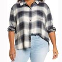 Treasure & Bond  plaid boyfriend shirt ivory navy jade green check NWT XL Photo 1