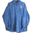 Disney Vintage  Winnie The Pooh & Tigger BLUE Corduroy Button Up Shirt Size XL Photo 0