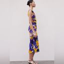 ZARA New Medium Blue Yellow Floral tulle Mesh Blogger Bodycon MIDI Dress Photo 5