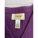 Talbots  Rib Knit Crop Button Front Cardigan Women Sp Purple Long Sleeve Cotton Photo 4