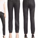 3x1 new  NYC ☏ Retro Track Pant Cropped Jeans ☏ Shiny Black Coated ☏ Elastic Hems Photo 14