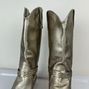 Vtg Y2K 9West Champagne Metallic Western Riding Boots Sz 8 Buckle Cowgirl Silver Photo 9