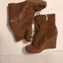 Michael Kors brown suede ankle wedge boots women size 8M Photo 13