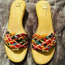 Italian Shoemakers Multicolored Slip On Cork Wedge Sandals Size 9 Leather Photo 2