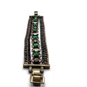 Stella & Dot  Women's Triple Chain Rhinestones Bracelet emerald stunning cocktail Photo 2