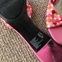 2000s pink and orange polka dot open peep toe retro kitten bow sandal 2” heels Size 6.5 Photo 2