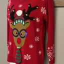 United States Sweaters United States Sweater Red Christmas Crewneck Sweater with Reindeer & Bells-Small Photo 2