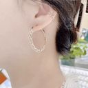 18K Gold Plated Twisted Rhinestones Gold Hoop Earrings for Women Photo 3