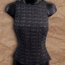 Carmen Marc Valvo Vintage  Black Gray Beaded Sleeveless Knit Top Photo 1