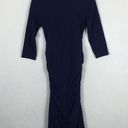 Michael Stars  Blue Ruched 3/4th Sleeve Midi Dress Medium Photo 12